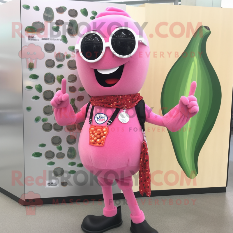 Pink Pepper mascot costume character dressed with a Vest and Earrings Pink Pepper mascot costume character dressed with a Vest and Earrings