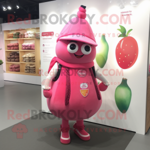 Pink Pepper mascot costume character dressed with a Vest and Earrings