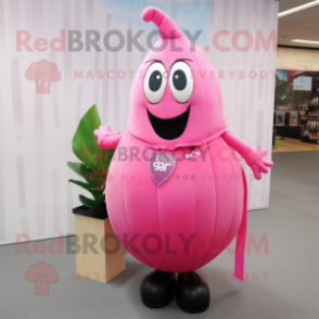 Pink Pepper mascot costume character dressed with a Vest and Earrings