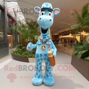 Sky Blue Giraffe maskot...