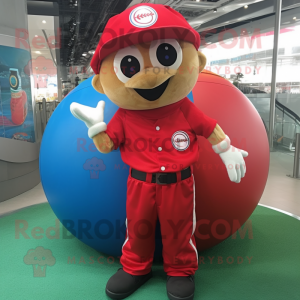 Red Baseball Ball mascotte...