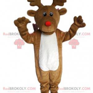 Rentiermaskottchen mit runder und roter Nase - Redbrokoly.com