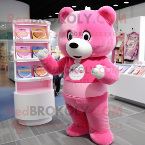 Pink Bear maskot kostume...