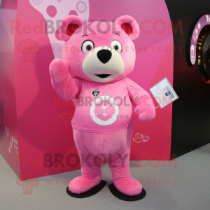 Pink Bear maskot kostume...