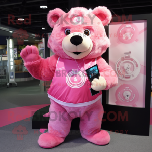 Pink Bear maskot kostume...