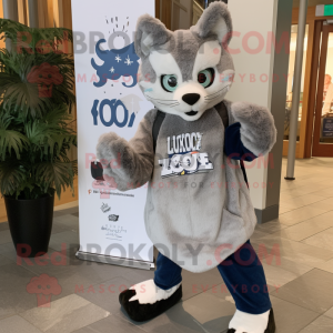 Sølv Lynx maskot kostume...