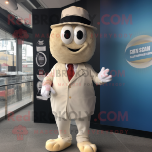 Cream Oyster mascot costume character dressed with a Suit and Ties