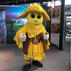 Gul piratmaskot drakt figur...