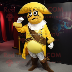 Gul piratmaskot drakt figur...