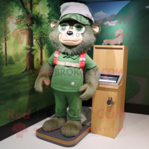 Forest Green Pendant mascot costume character dressed with a Chinos and Anklets