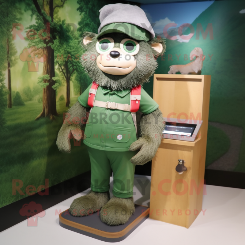 Forest Green Pendant mascot costume character dressed with a Chinos and Anklets Forest Green Pendant mascot costume character dressed with a Chinos and Anklets