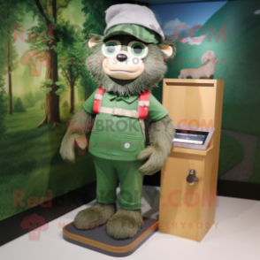 Forest Green Pendant mascot costume character dressed with a Chinos and Anklets