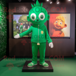 Forest Green Pendant mascot costume character dressed with a Chinos and Anklets