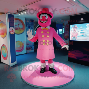 Pink Ring Master mascot costume character dressed with a Playsuit and Headbands
