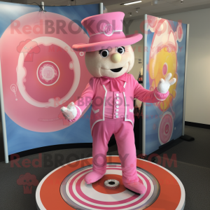 Pink Ring Master mascot costume character dressed with a Playsuit and Headbands