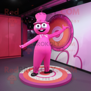 Pink Ring Master mascot costume character dressed with a Playsuit and Headbands