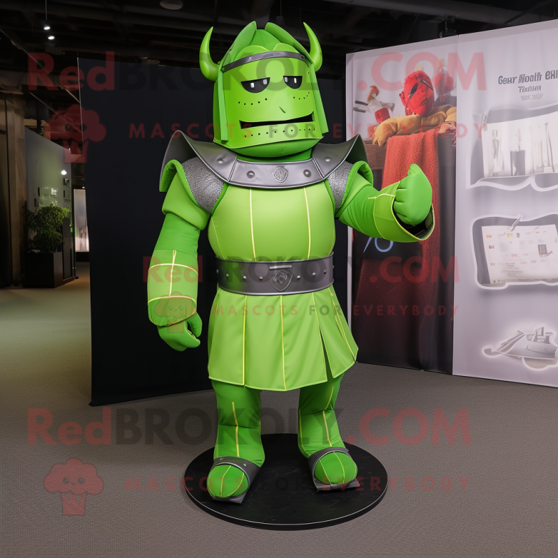 Lime Green Medieval Knight mascot costume character dressed with a Long Sleeve Tee and Foot pads Lime Green Medieval Knight mascot costume character dressed with a Long Sleeve Tee and Foot pads