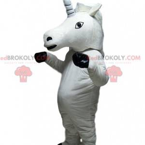 Hvit enhjørningsmaskot. Unicorn kostyme - Redbrokoly.com