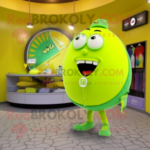 Lime Green Lemon mascot costume character dressed with a Bikini and Earrings