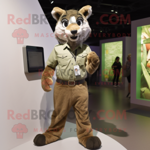 Olive Lynx mascot costume character dressed with a Button-Up Shirt and Watches