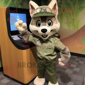 Olive Lynx mascot costume character dressed with a Button-Up Shirt and Watches