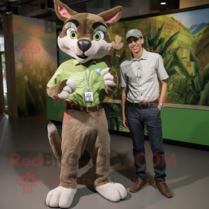 Olive Lynx mascot costume character dressed with a Button-Up Shirt and Watches