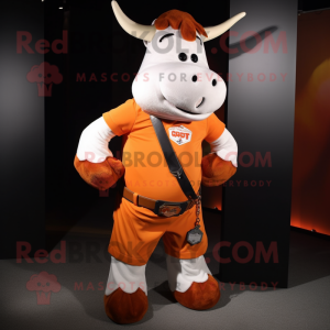 Orange Hereford Cow maskot...