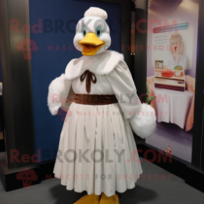 nan Swan mascot costume character dressed with a Pencil Skirt and Scarves