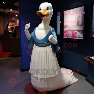 nan Swan mascot costume character dressed with a Pencil Skirt and Scarves