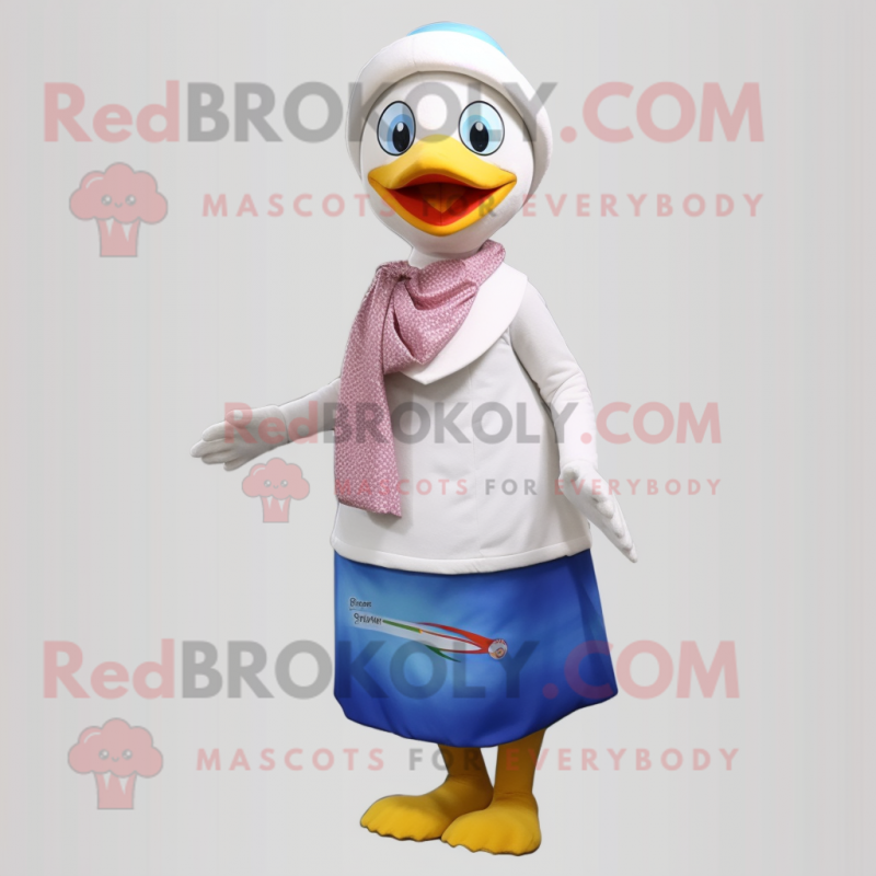 nan Swan mascot costume character dressed with a Pencil Skirt and Scarves