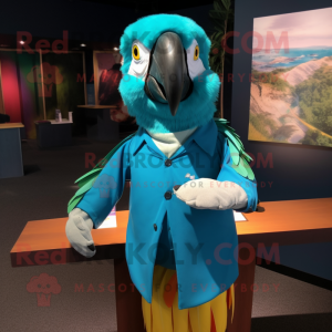 Blågrønn Macaw maskot drakt...