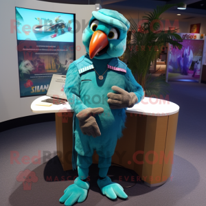 Postava maskota Teal Macaw...