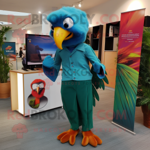 Blågrønn Macaw maskot drakt...