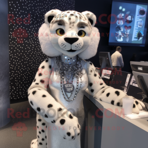 Sølv gepard maskot maskot...