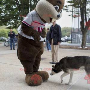 Mascotte castoro marmotta marrone e beige - Redbrokoly.com