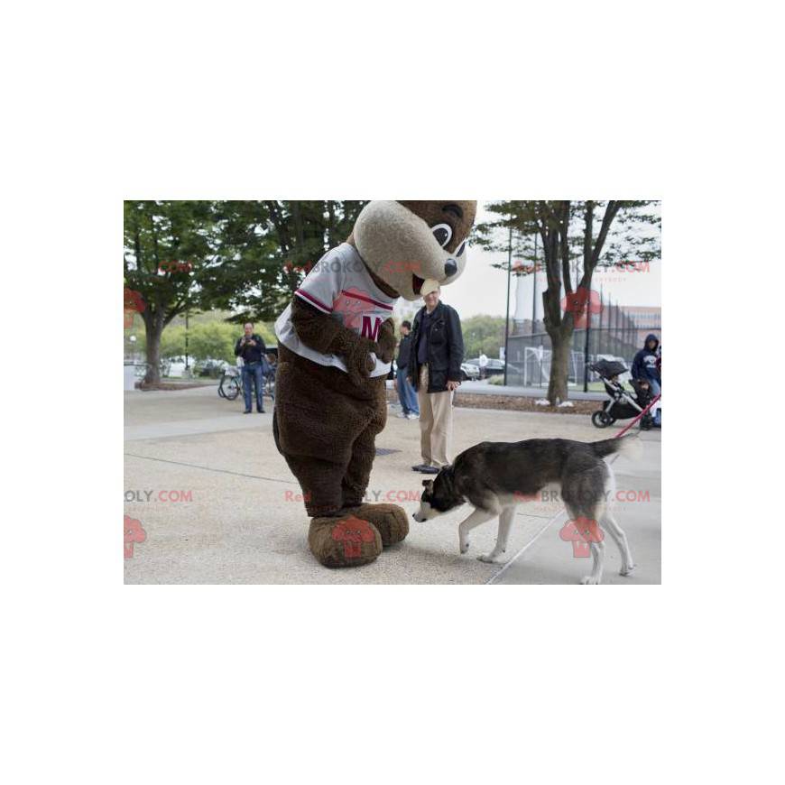 Hnědý a béžový maskot bobřího sviště - Redbrokoly.com