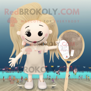 Beige Mermaid mascot costume character dressed with a One-Piece Swimsuit and Hairpins
