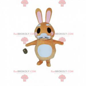 Mascotte de petit lapin beige avec un joli museau -