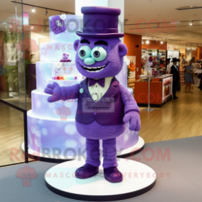 Purple Wedding Cake mascot costume character dressed with a Polo Tee and Brooches