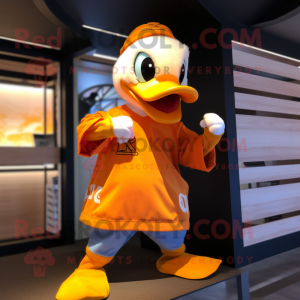 Orange Duck maskot kostym...