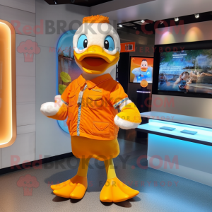 Orange Duck maskot kostym...