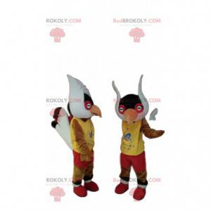 Black bird mascot duo, with a sports outfit - Redbrokoly.com
