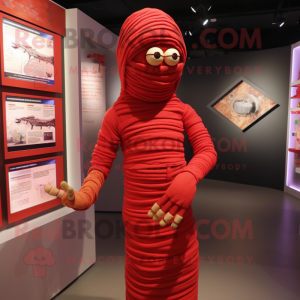Röd Mummy maskot kostym...