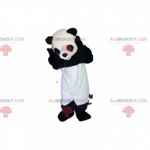 Mascotte de Panda très heureux avec son regard attendrissant -