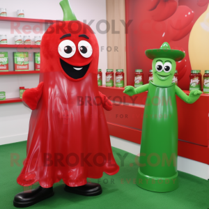 Grøn flaske ketchup maskot...