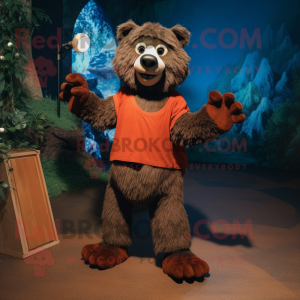 Rust Sloth Bear mascot costume character dressed with a Sweater and Anklets