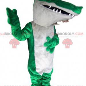 Groen en wit crcocodile mascotte - Redbrokoly.com