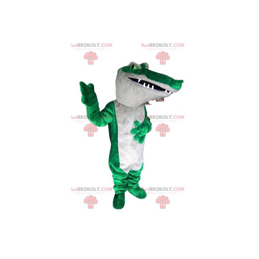 Green and white crcocodile mascot - Redbrokoly.com