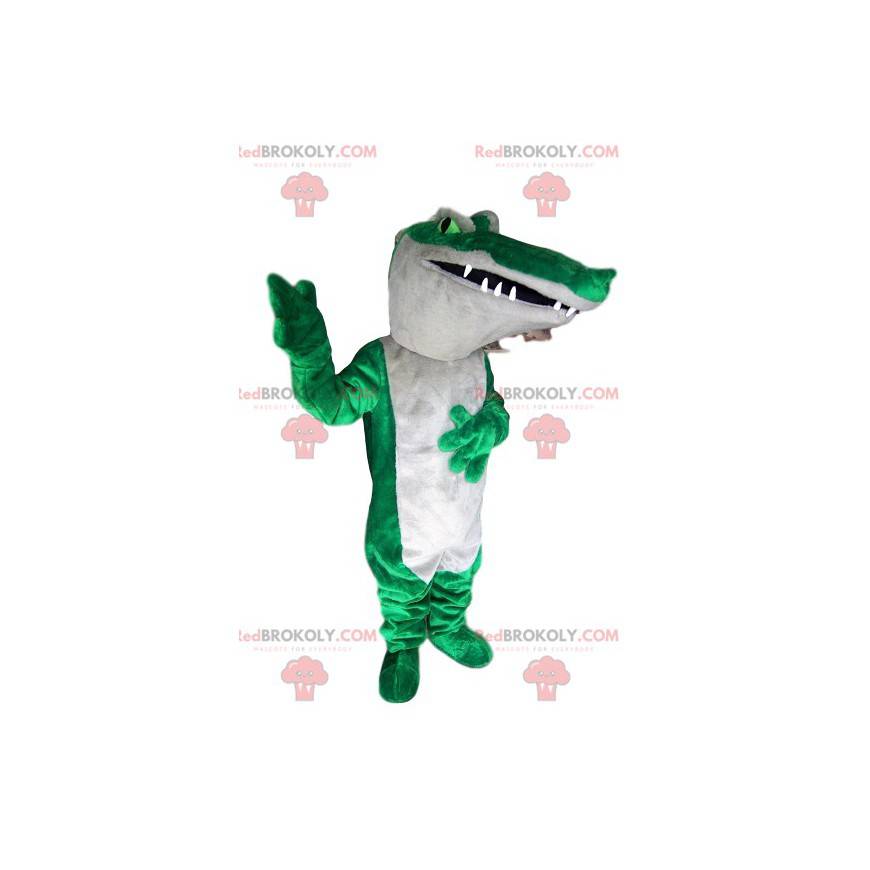 Groen en wit crcocodile mascotte - Redbrokoly.com