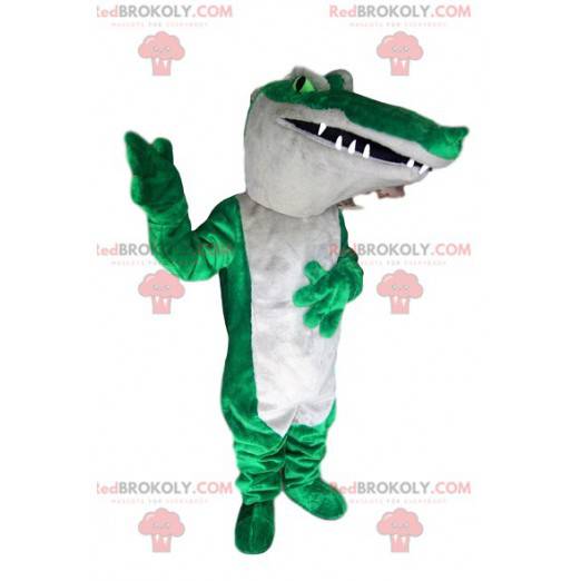 Groen en wit crcocodile mascotte - Redbrokoly.com